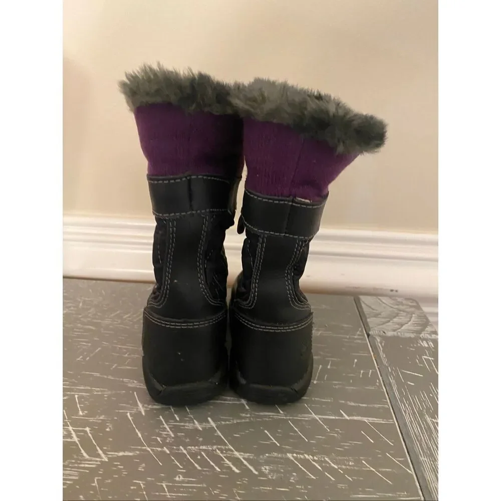 Timberland size 4 Hollyberry Purple Black baby girls Lined Snow Boots shoes